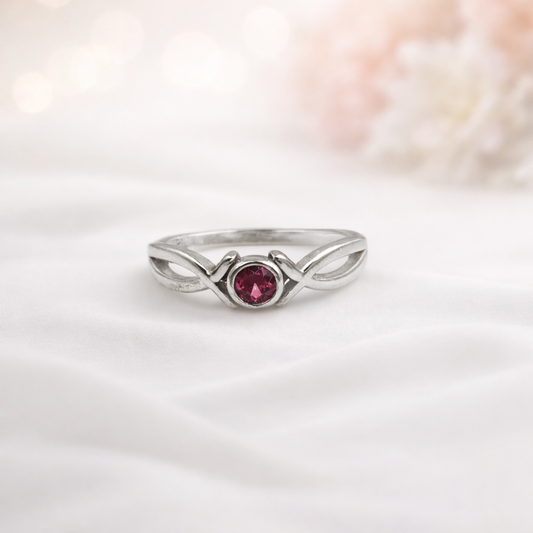 Infinity Ruby Twist Ring - Timeless Passion