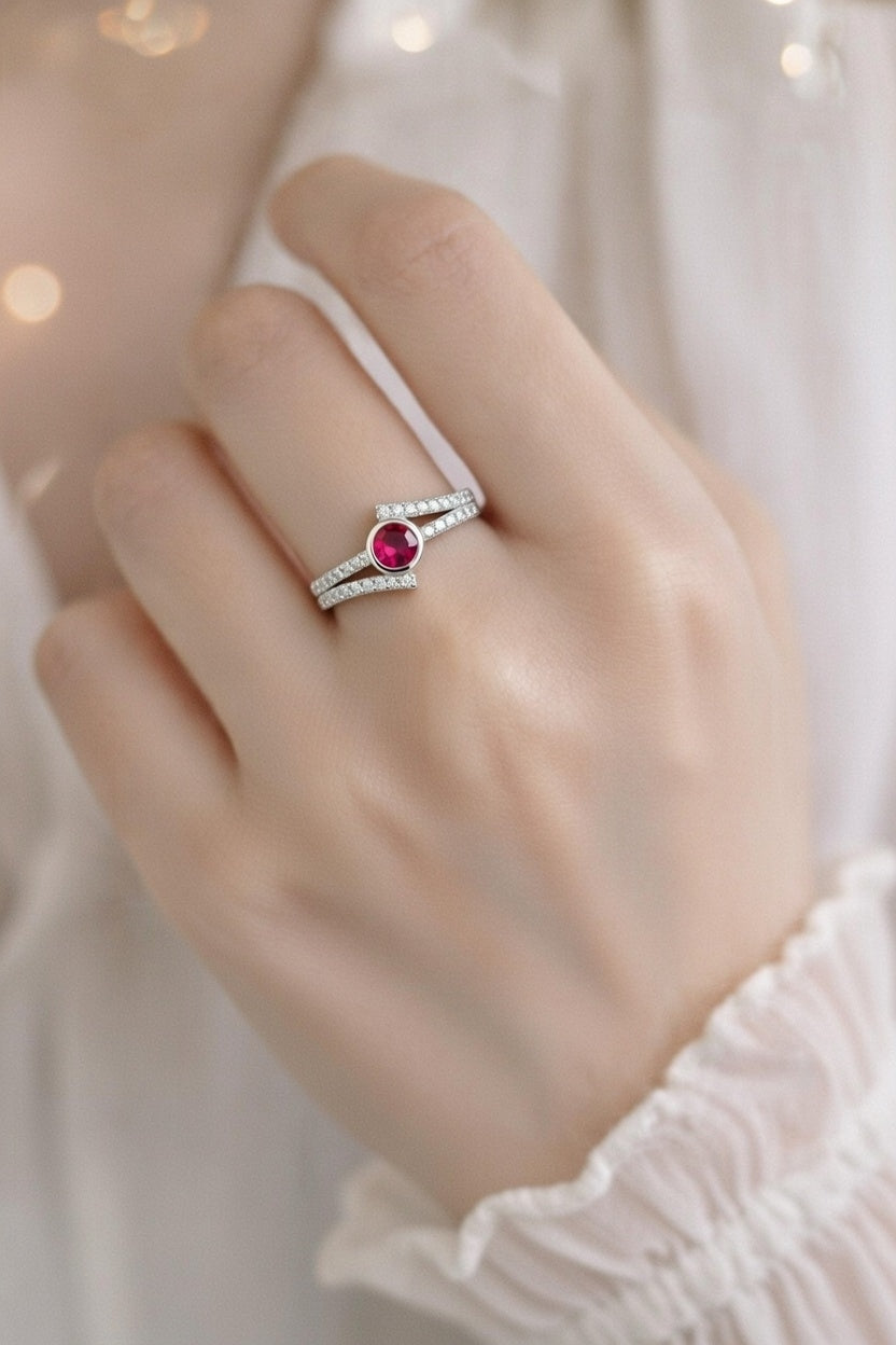 Twist Ruby Pavé Ring - Dynamic Fire Sparkle