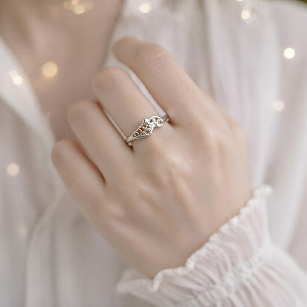 Garnet Leaf Cluster Ring - Autumn Whisper Sparkle