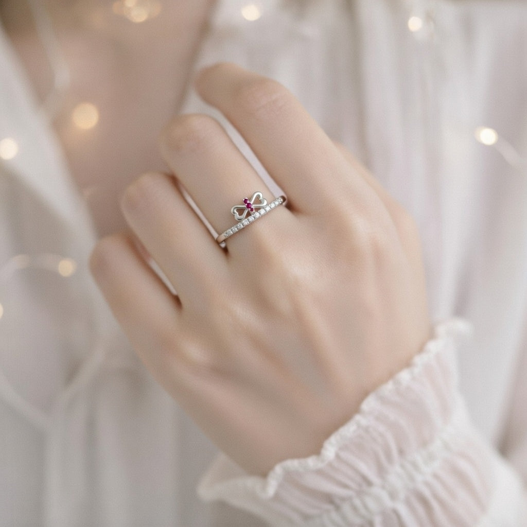 Ruby Bowtie Diamond Ring - Playful Elegance