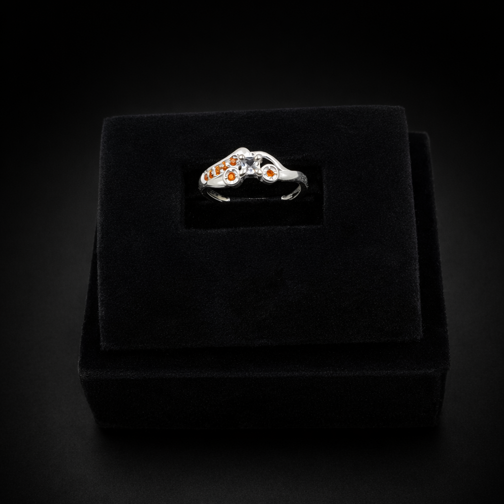 Garnet Leaf Cluster Ring - Autumn Whisper Sparkle