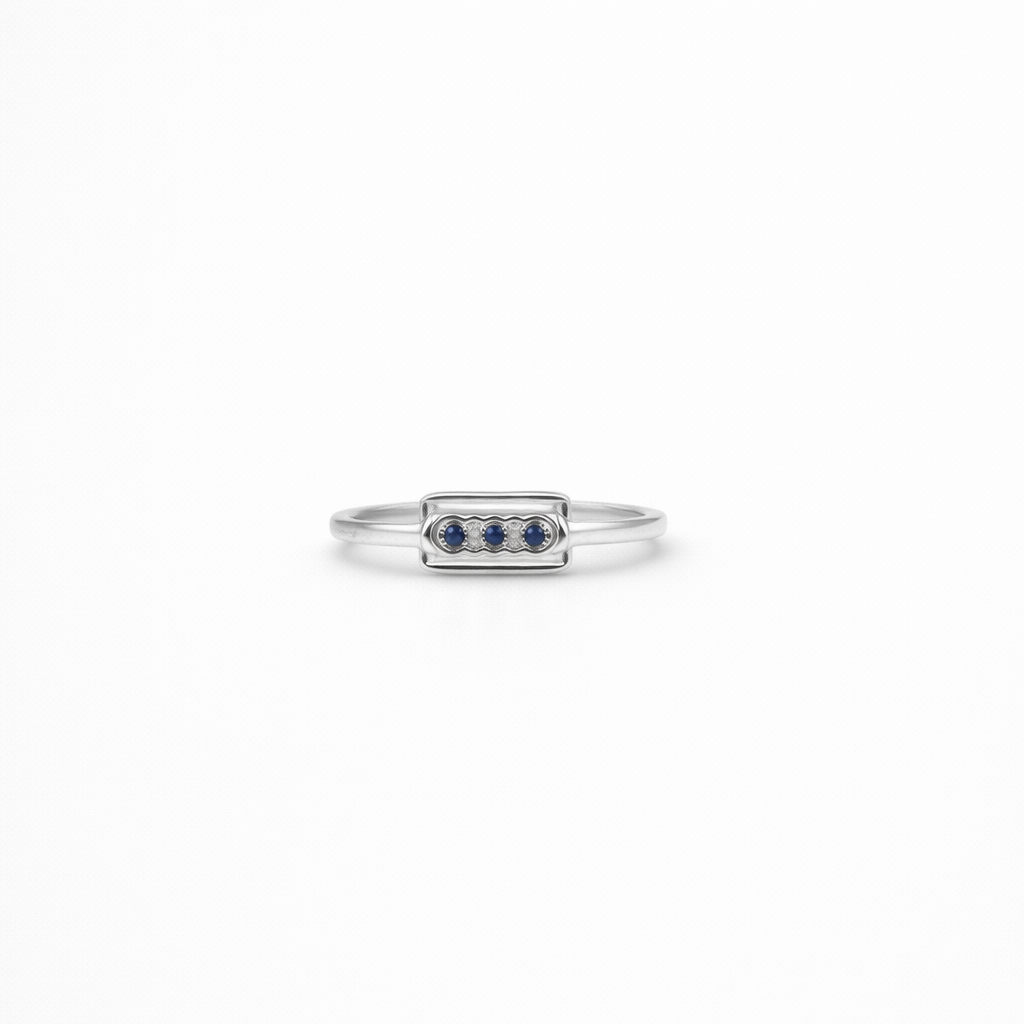 Triple Sapphire Bar Minimalist Ring - Modern Edge