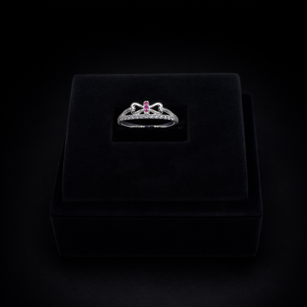 Ruby Bowtie Diamond Ring - Playful Elegance