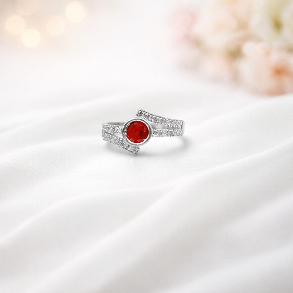 Twist Ruby Pavé Ring - Dynamic Fire Sparkle