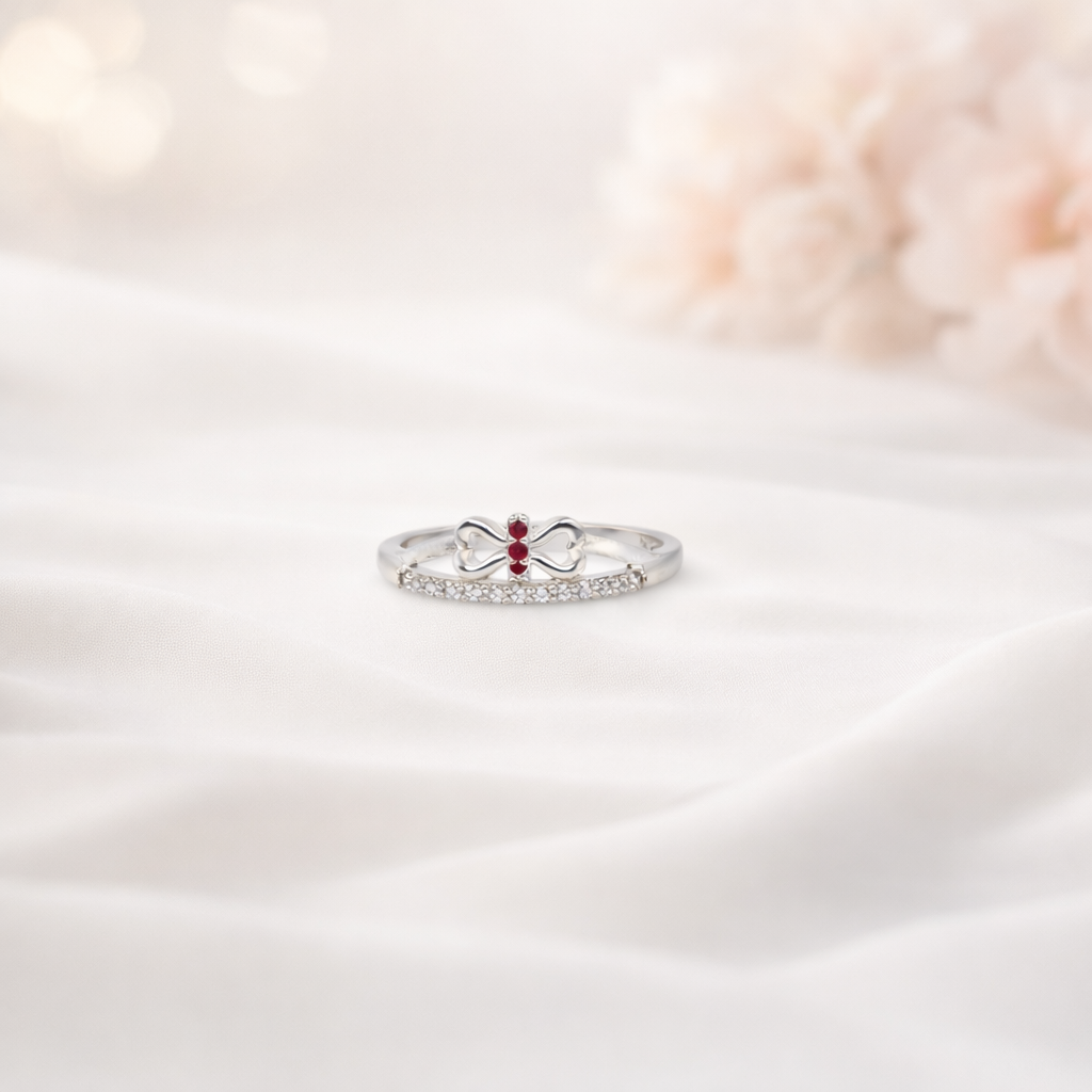 Ruby Bowtie Diamond Ring - Playful Elegance