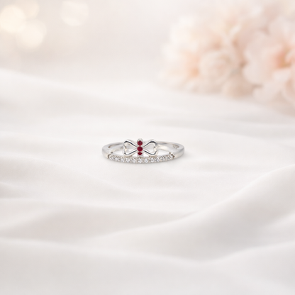 Ruby Bowtie Diamond Ring - Playful Elegance
