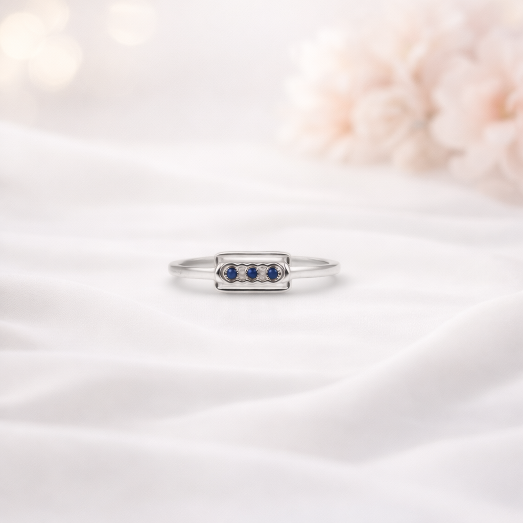 Triple Sapphire Bar Minimalist Ring - Modern Edge