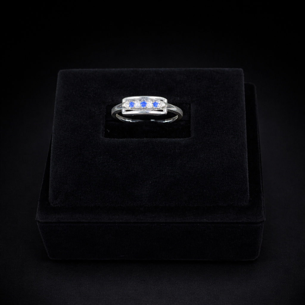 Triple Sapphire Bar Minimalist Ring - Modern Edge