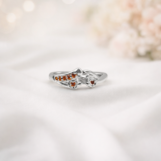 Garnet Leaf Cluster Ring - Autumn Whisper Sparkle