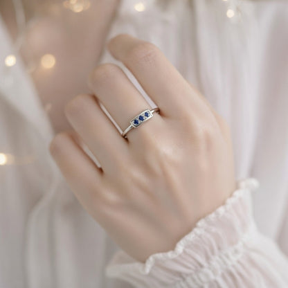 Triple Sapphire Bar Minimalist Ring - Modern Edge